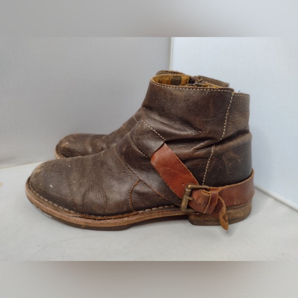 Fly London Womens Biker Ankle Leather Boots Booties 39 Distressed A4
